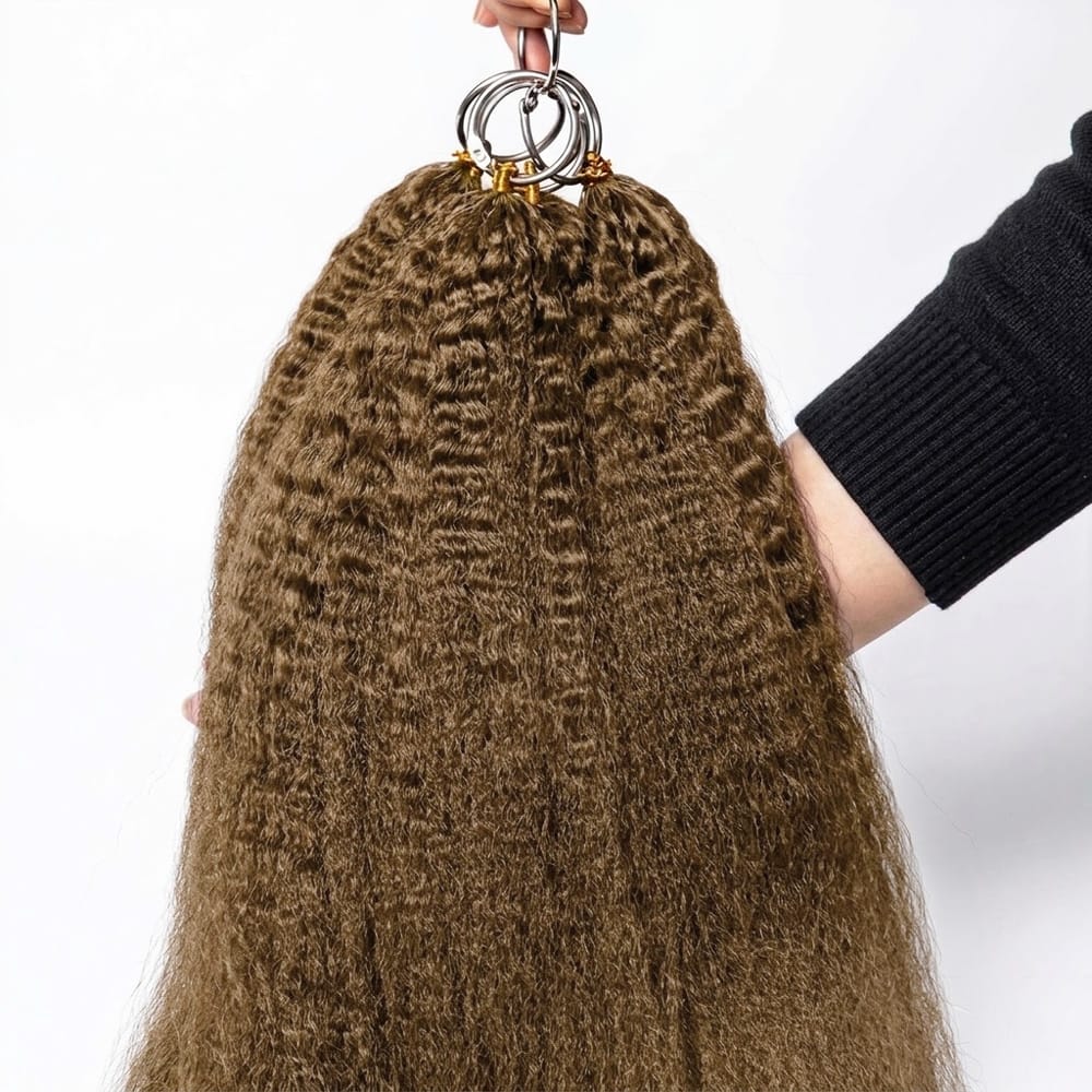 Kinky Stragiht Hair Bundles / Feather Hair Extensions — 100% Virgin Human Hair / Ash Brown LINKTOWIG