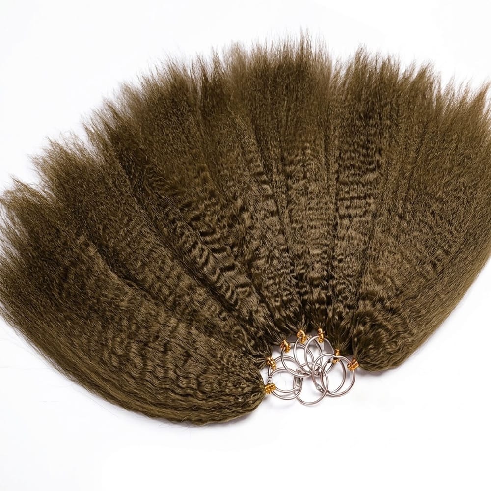 Kinky Stragiht Hair Bundles / Feather Hair Extensions — 100% Virgin Human Hair / Ash Brown LINKTOWIG