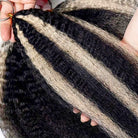 Kinky Stragiht Hair Bundles / Feather Hair Extensions — 100% Virgin Human Hair / Black and grey blended highlights LINKTOWIG