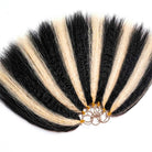 Kinky Stragiht Hair Bundles / Feather Hair Extensions — 100% Virgin Human Hair / Black and grey blended highlights LINKTOWIG