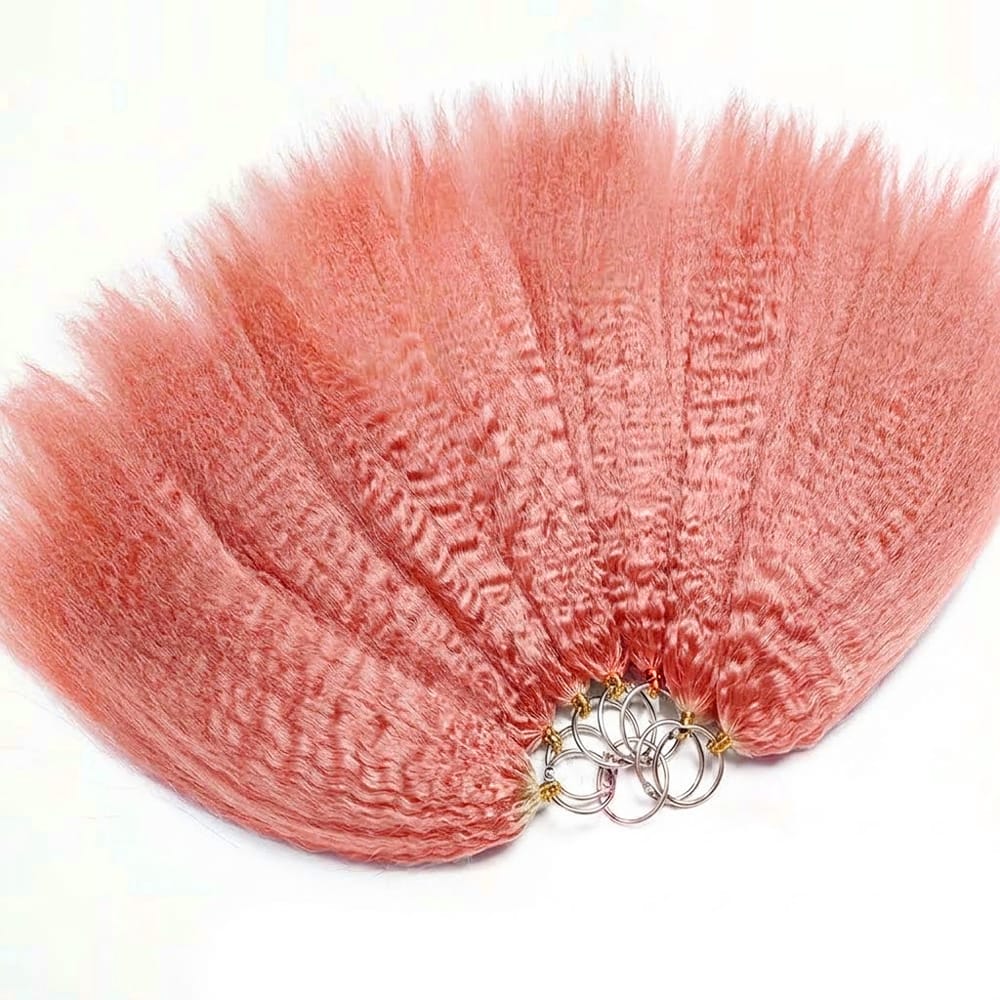Kinky Stragiht Hair Bundles / Feather Hair Extensions — 100% Virgin Human Hair / Bubblegum Pink LINKTOWIG