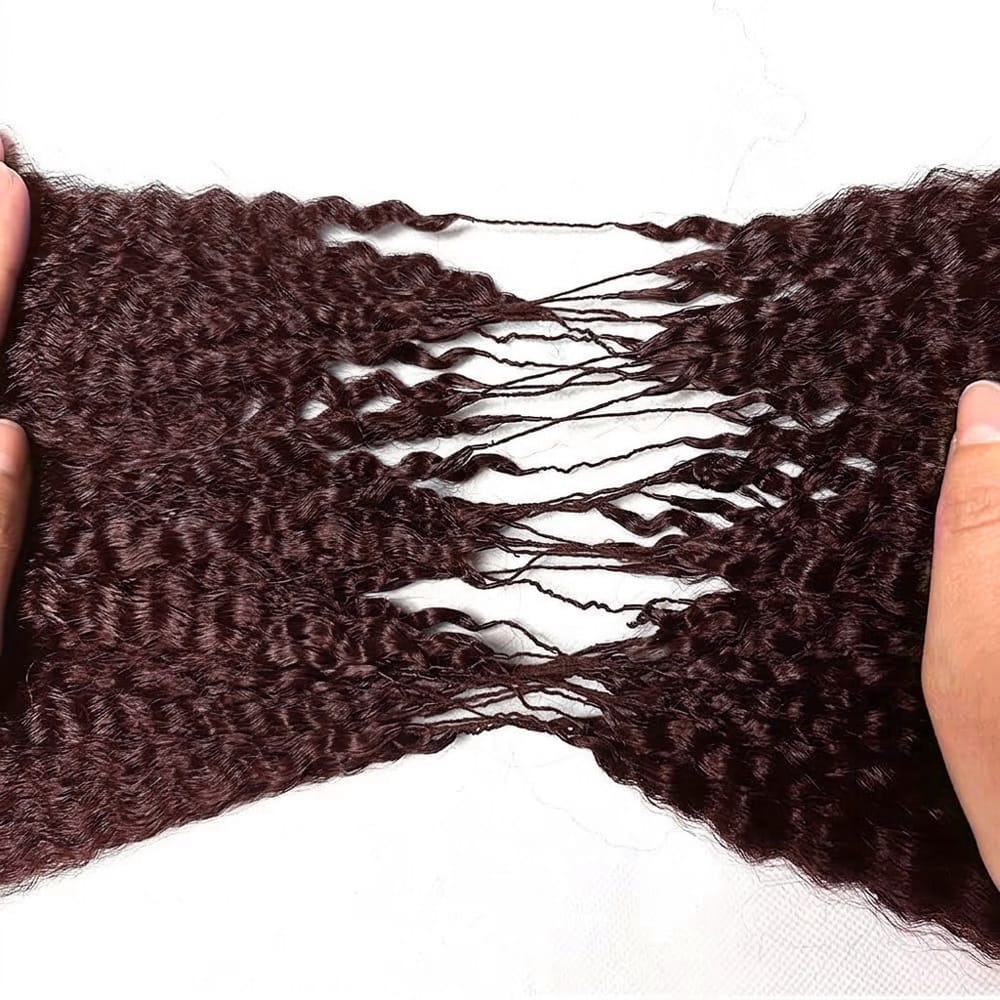 Kinky Stragiht Hair Bundles / Feather Hair Extensions — 100% Virgin Human Hair / Burgundy LINKTOWIG