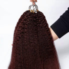 Kinky Stragiht Hair Bundles / Feather Hair Extensions — 100% Virgin Human Hair / Burgundy LINKTOWIG
