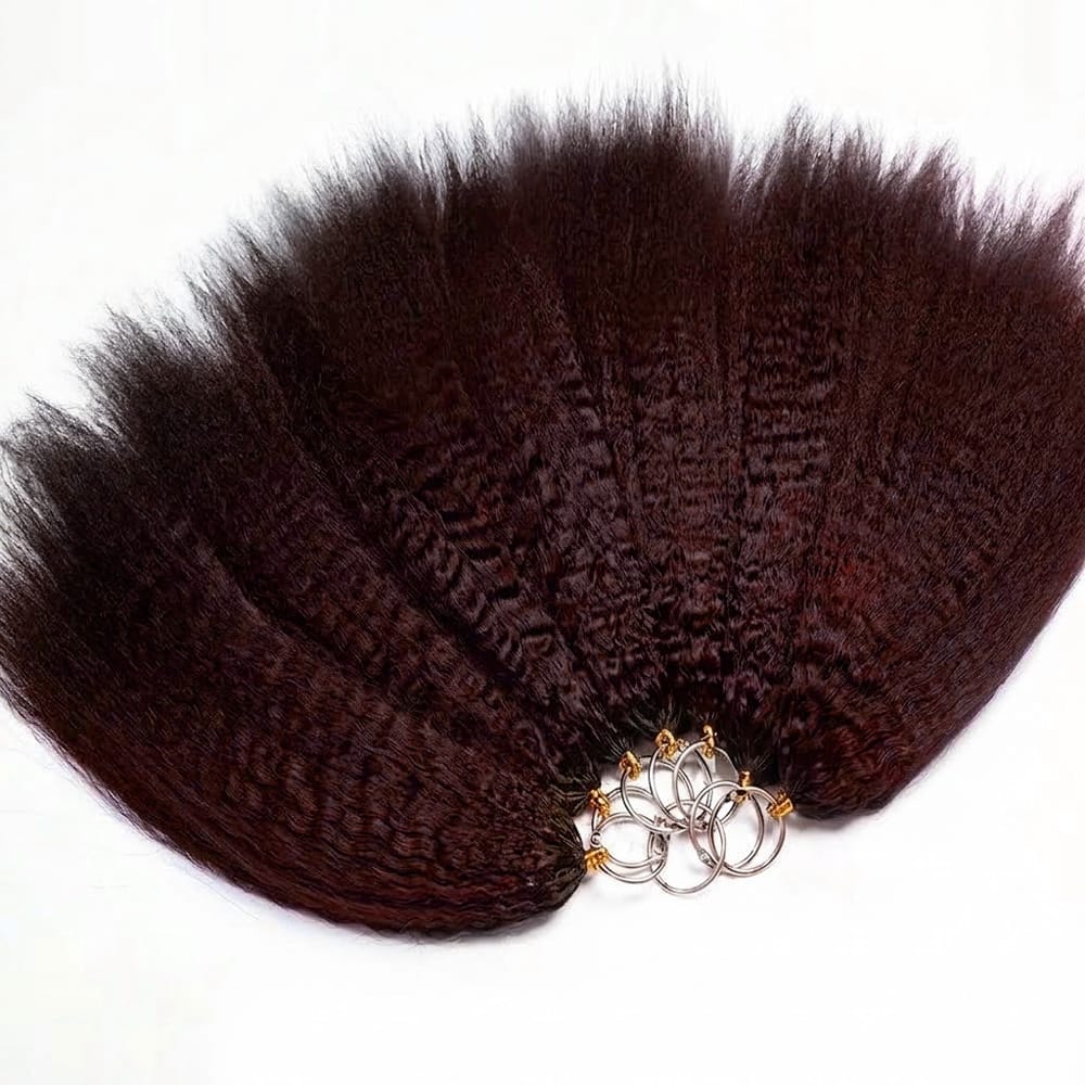 Kinky Stragiht Hair Bundles / Feather Hair Extensions — 100% Virgin Human Hair / Burgundy LINKTOWIG