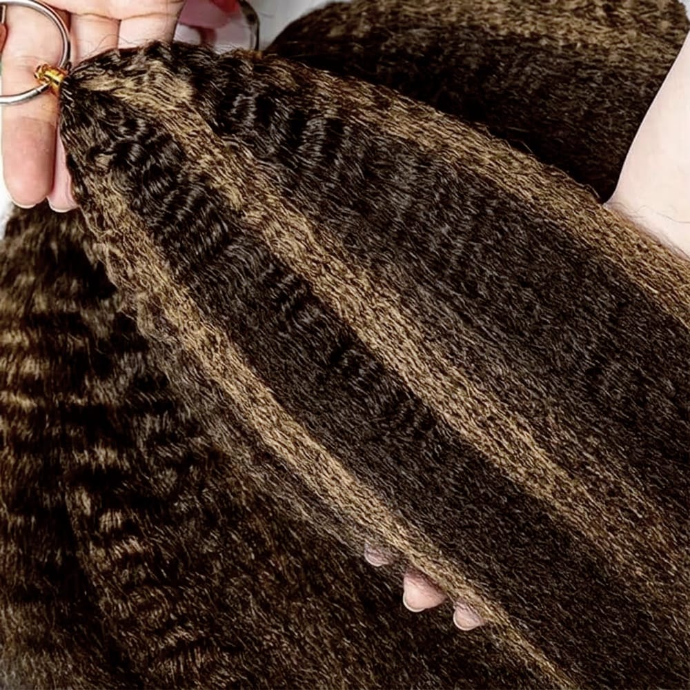 Kinky Stragiht Hair Bundles / Feather Hair Extensions — 100% Virgin Human Hair / Chocolate Brown LINKTOWIG