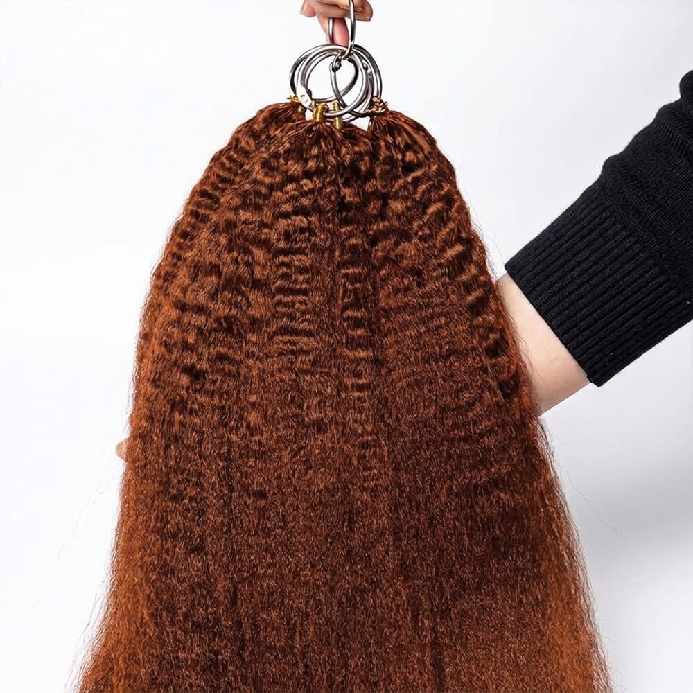 Kinky Stragiht Hair Bundles / Feather Hair Extensions — 100% Virgin Human Hair / Copper Orange LINKTOWIG