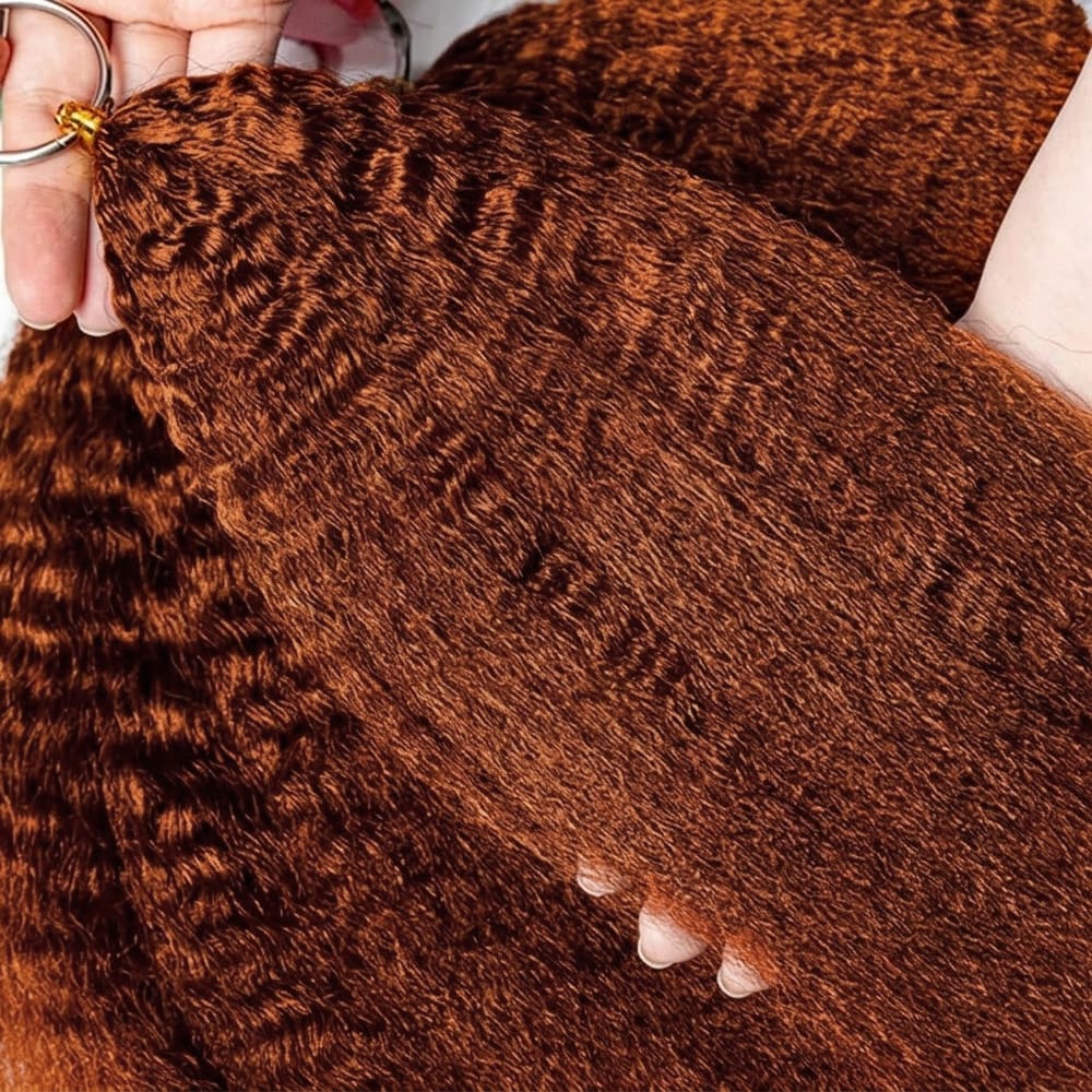 Kinky Stragiht Hair Bundles / Feather Hair Extensions — 100% Virgin Human Hair / Copper Orange LINKTOWIG