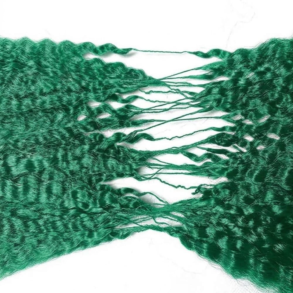 Kinky Stragiht Hair Bundles / Feather Hair Extensions — 100% Virgin Human Hair / Dark Emerald Green LINKTOWIG
