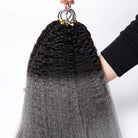 Kinky Stragiht Hair Bundles / Feather Hair Extensions — 100% Virgin Human Hair / Dark Roots LINKTOWIG