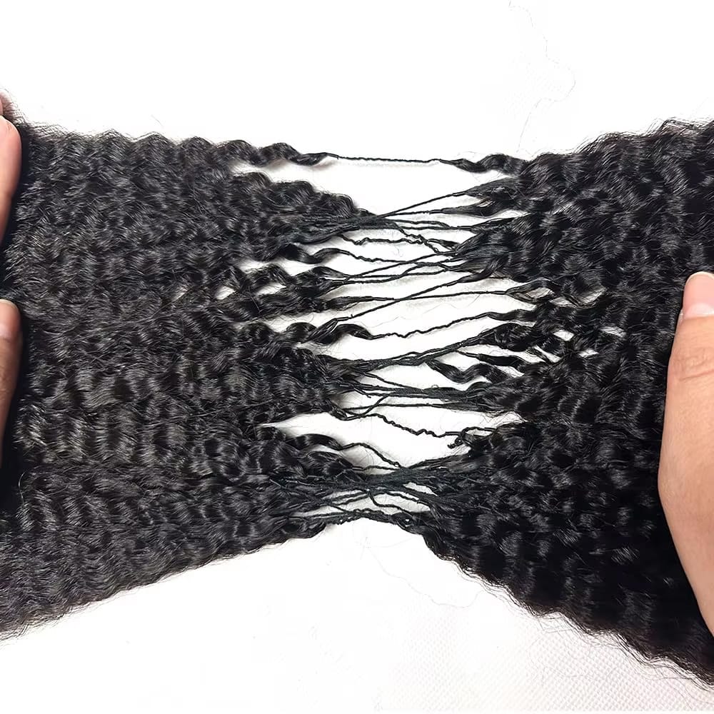 Kinky Stragiht Hair Bundles / Feather Hair Extensions — 100% Virgin Human Hair / Dark Roots LINKTOWIG