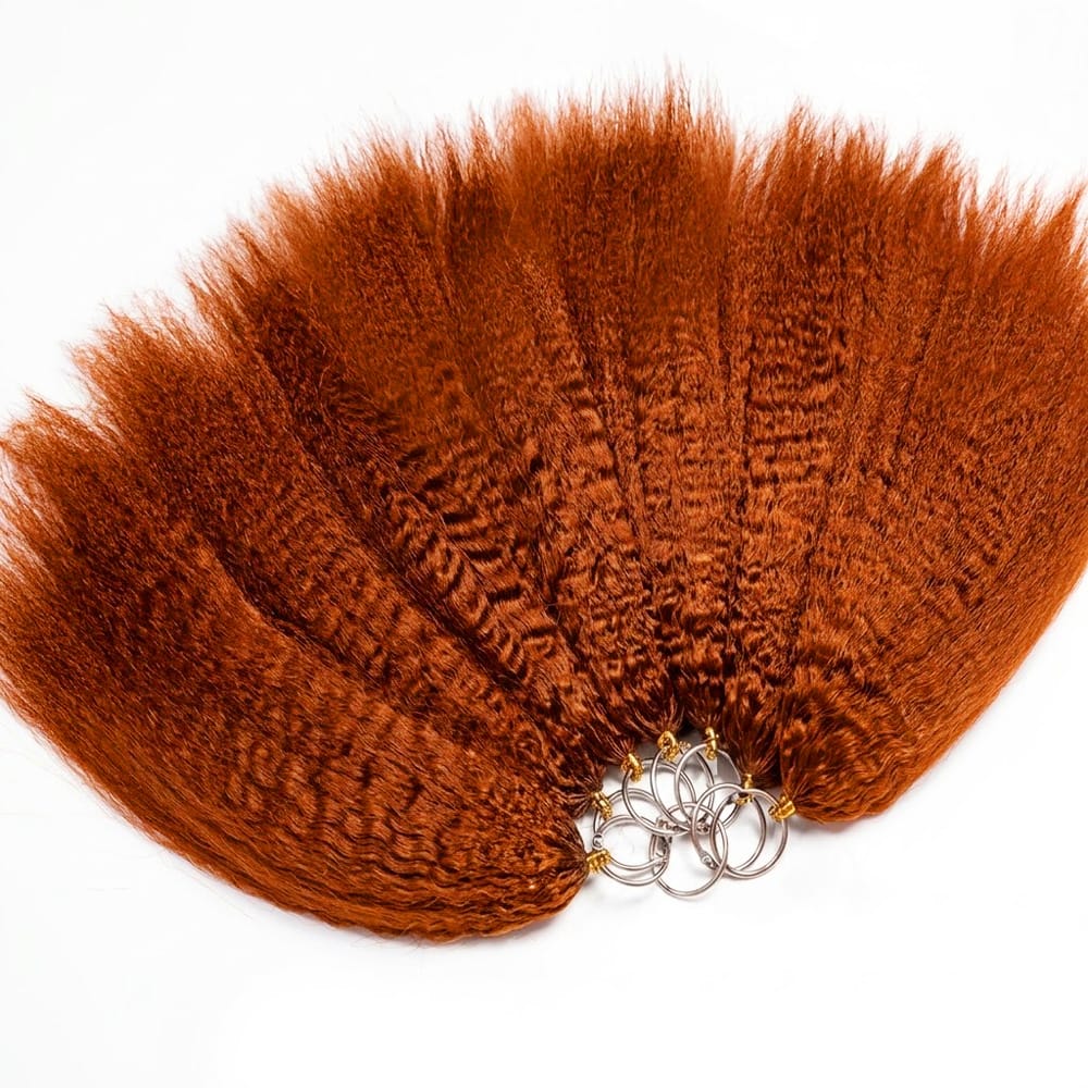 Kinky Stragiht Hair Bundles / Feather Hair Extensions — 100% Virgin Human Hair / Ginger Orange LINKTOWIG