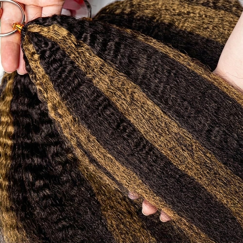 Kinky Stragiht Hair Bundles / Feather Hair Extensions — 100% Virgin Human Hair / Honey Blonde Highlights LINKTOWIG