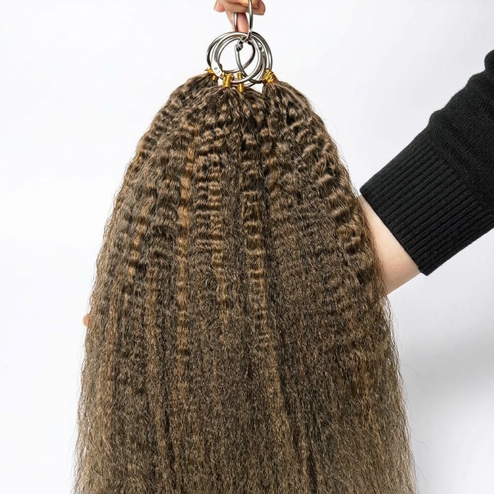 Kinky Stragiht Hair Bundles / Feather Hair Extensions — 100% Virgin Human Hair / Honey Brown LINKTOWIG