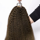 Kinky Stragiht Hair Bundles / Feather Hair Extensions — 100% Virgin Human Hair / Medium Chestnut Brown LINKTOWIG