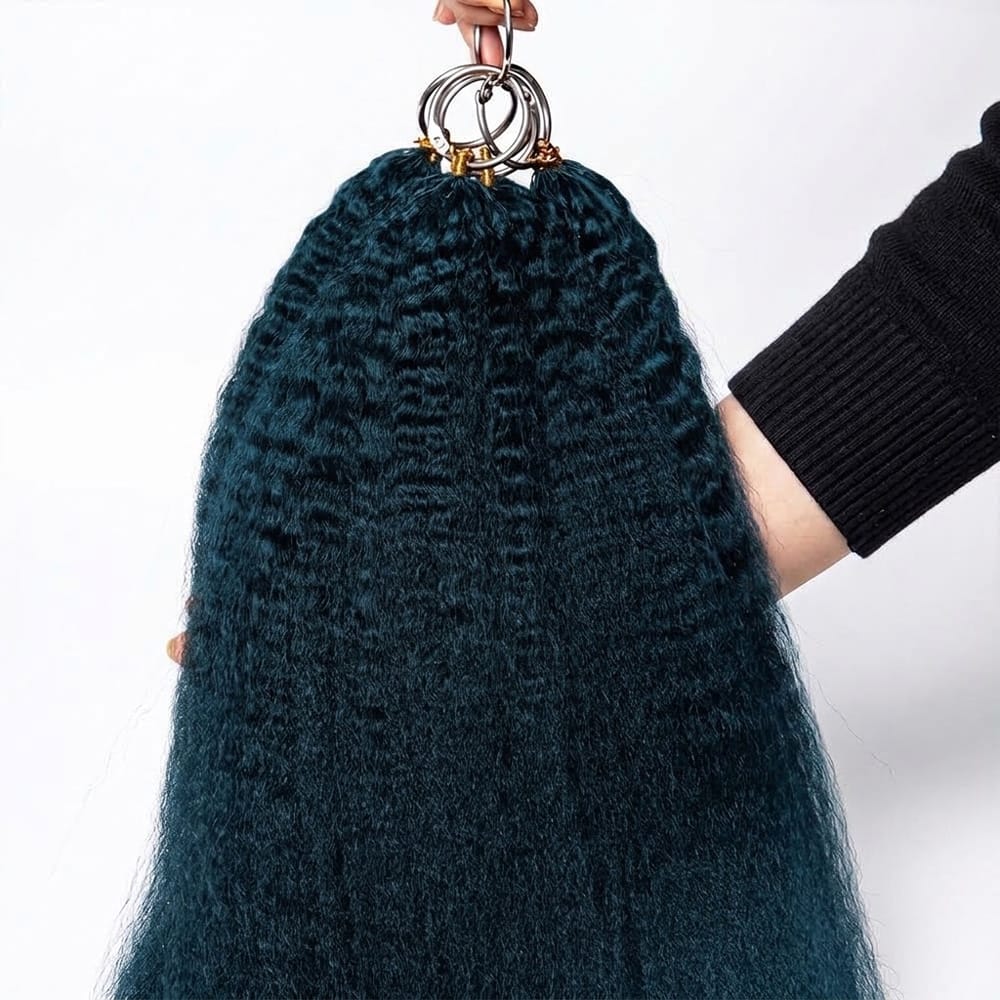 Kinky Stragiht Hair Bundles / Feather Hair Extensions — 100% Virgin Human Hair / Midnight Blue LINKTOWIG