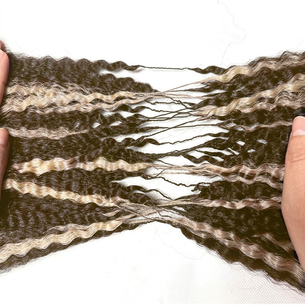 Kinky Stragiht Hair Bundles / Feather Hair Extensions — 100% Virgin Human Hair / Piano Highlight Silver Grey LINKTOWIG