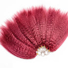 Kinky Stragiht Hair Bundles / Feather Hair Extensions — 100% Virgin Human Hair / pink LINKTOWIG