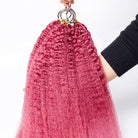 Kinky Stragiht Hair Bundles / Feather Hair Extensions — 100% Virgin Human Hair / pink LINKTOWIG