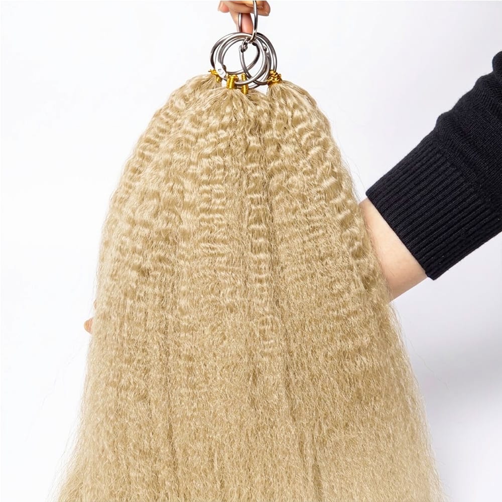 Kinky Stragiht Hair Bundles / Feather Hair Extensions — 100% Virgin Human Hair / Platinum Blonde LINKTOWIG