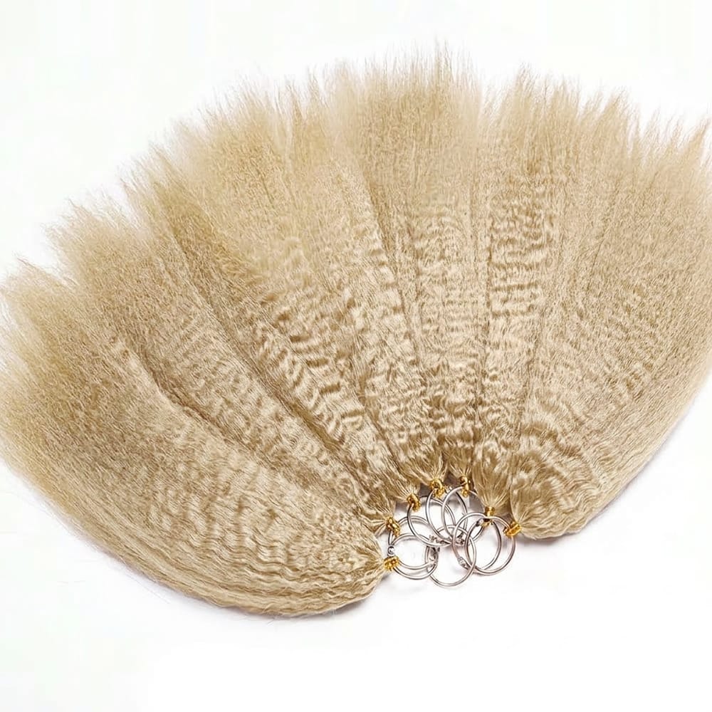 Kinky Stragiht Hair Bundles / Feather Hair Extensions — 100% Virgin Human Hair / Platinum Blonde LINKTOWIG