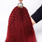 Kinky Stragiht Hair Bundles / Feather Hair Extensions — 100% Virgin Human Hair / Ruby Red LINKTOWIG