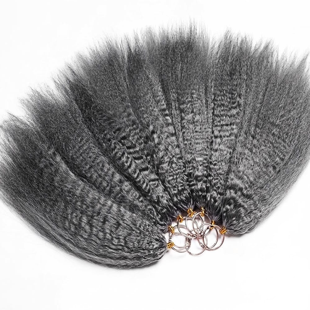 Kinky Stragiht Hair Bundles / Feather Hair Extensions — 100% Virgin Human Hair / Silver Grey LINKTOWIG
