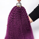 Kinky Stragiht Hair Bundles / Feather Hair Extensions — 100% Virgin Human Hair / Violet Purple LINKTOWIG
