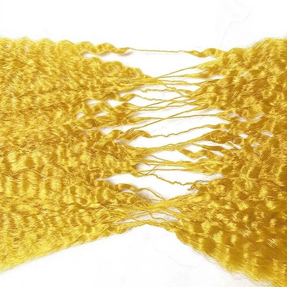 Kinky Stragiht Hair Bundles / Feather Hair Extensions — 100% Virgin Human Hair / Yellow LINKTOWIG