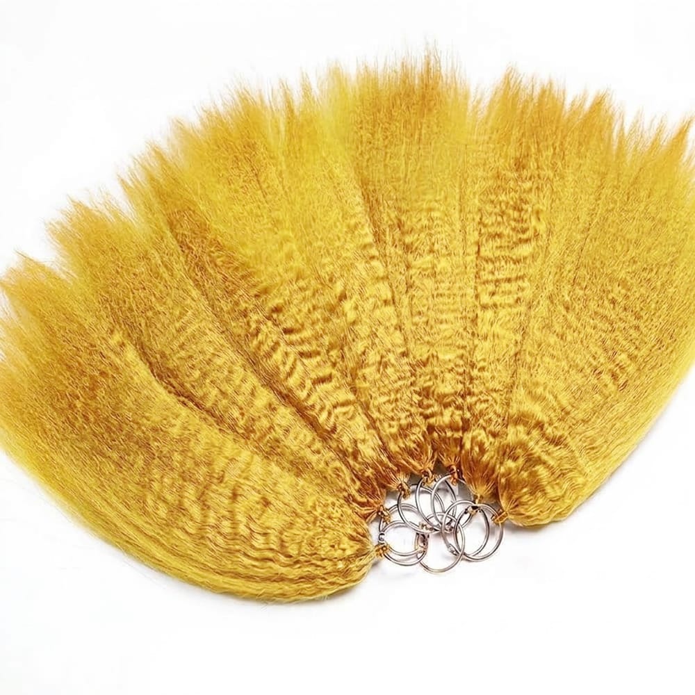 Kinky Stragiht Hair Bundles / Feather Hair Extensions — 100% Virgin Human Hair / Yellow LINKTOWIG
