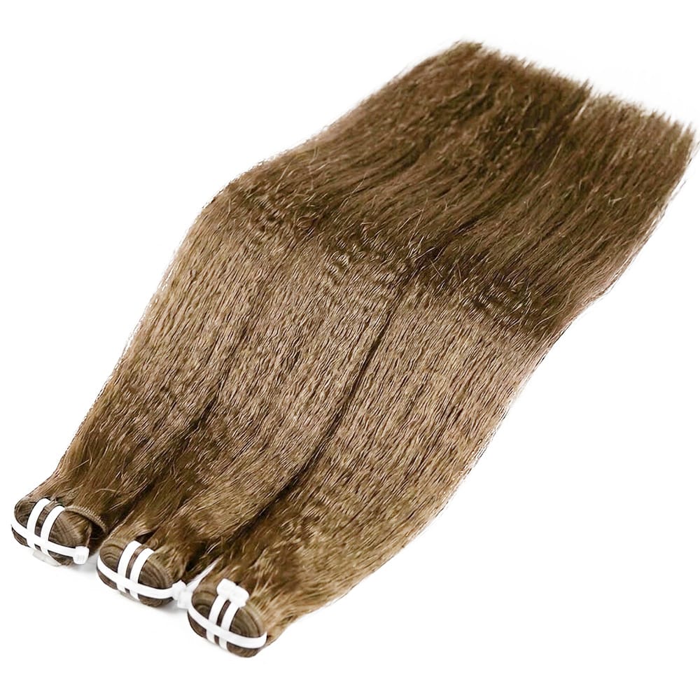Kinky Stragiht Luxury Natural Hair Weft – 100% Virgin Human Hair / Wig Ash Brown LINKTOWIG