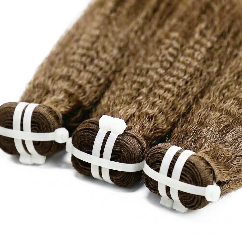 Kinky Stragiht Luxury Natural Hair Weft – 100% Virgin Human Hair / Wig Ash Brown LINKTOWIG