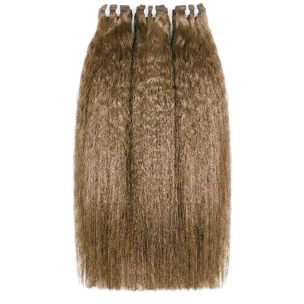 Kinky Stragiht Luxury Natural Hair Weft – 100% Virgin Human Hair / Wig Ash Brown LINKTOWIG