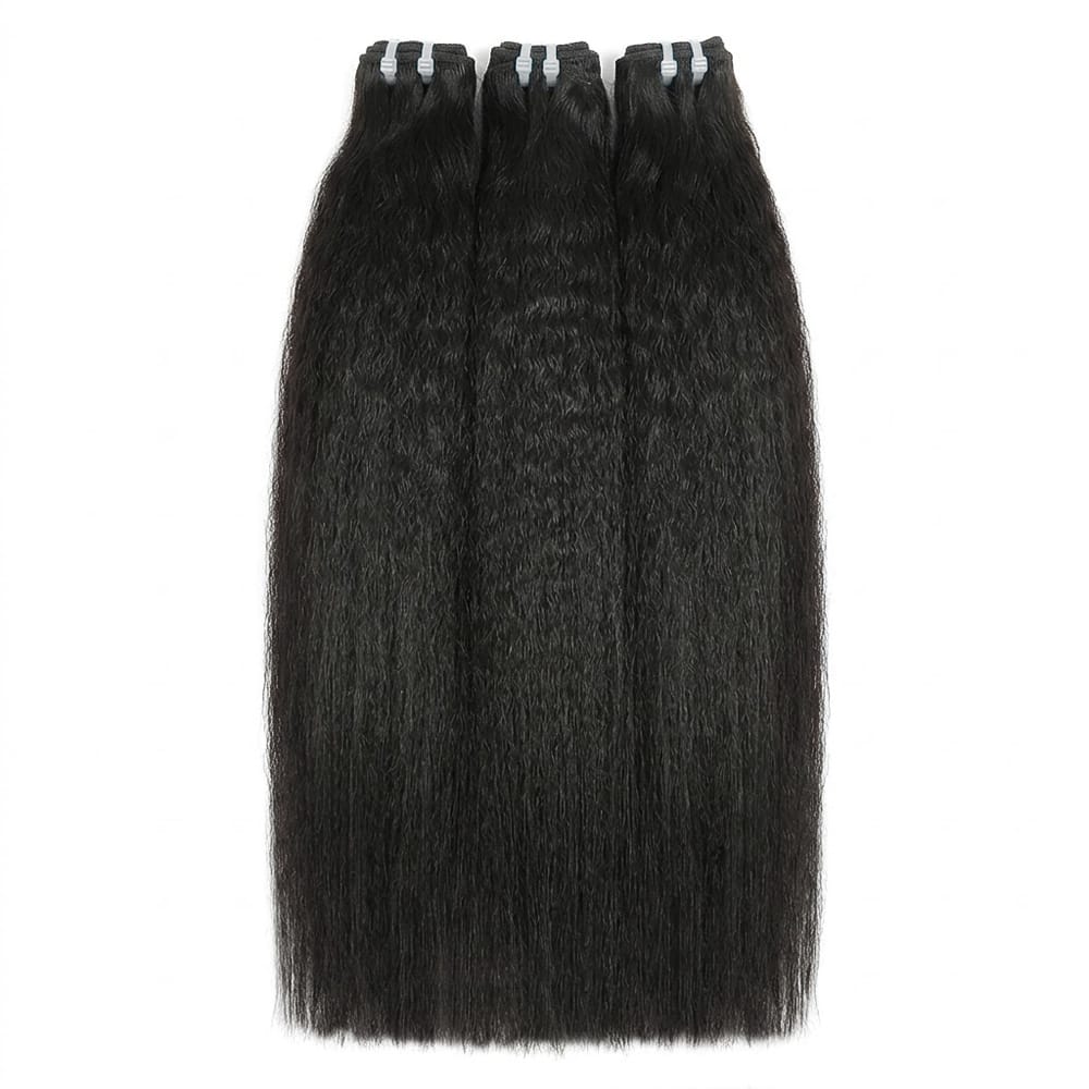 Kinky Stragiht Luxury Natural Hair Weft – 100% Virgin Human Hair / Wig Black LINKTOWIG
