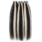 Kinky Stragiht Luxury Natural Hair Weft – 100% Virgin Human Hair / Wig Black and grey blended highlights LINKTOWIG
