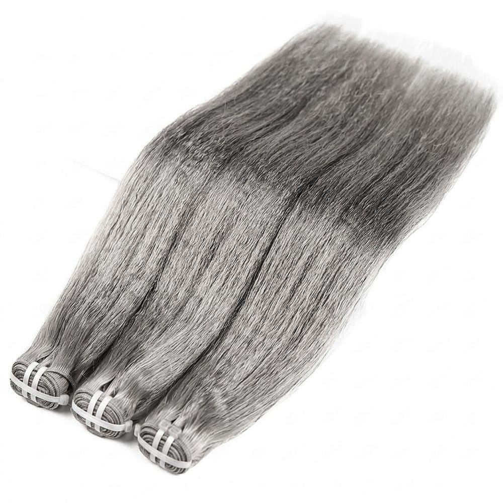 Kinky Stragiht Luxury Natural Hair Weft – 100% Virgin Human Hair / Wig Charcoal Grey LINKTOWIG