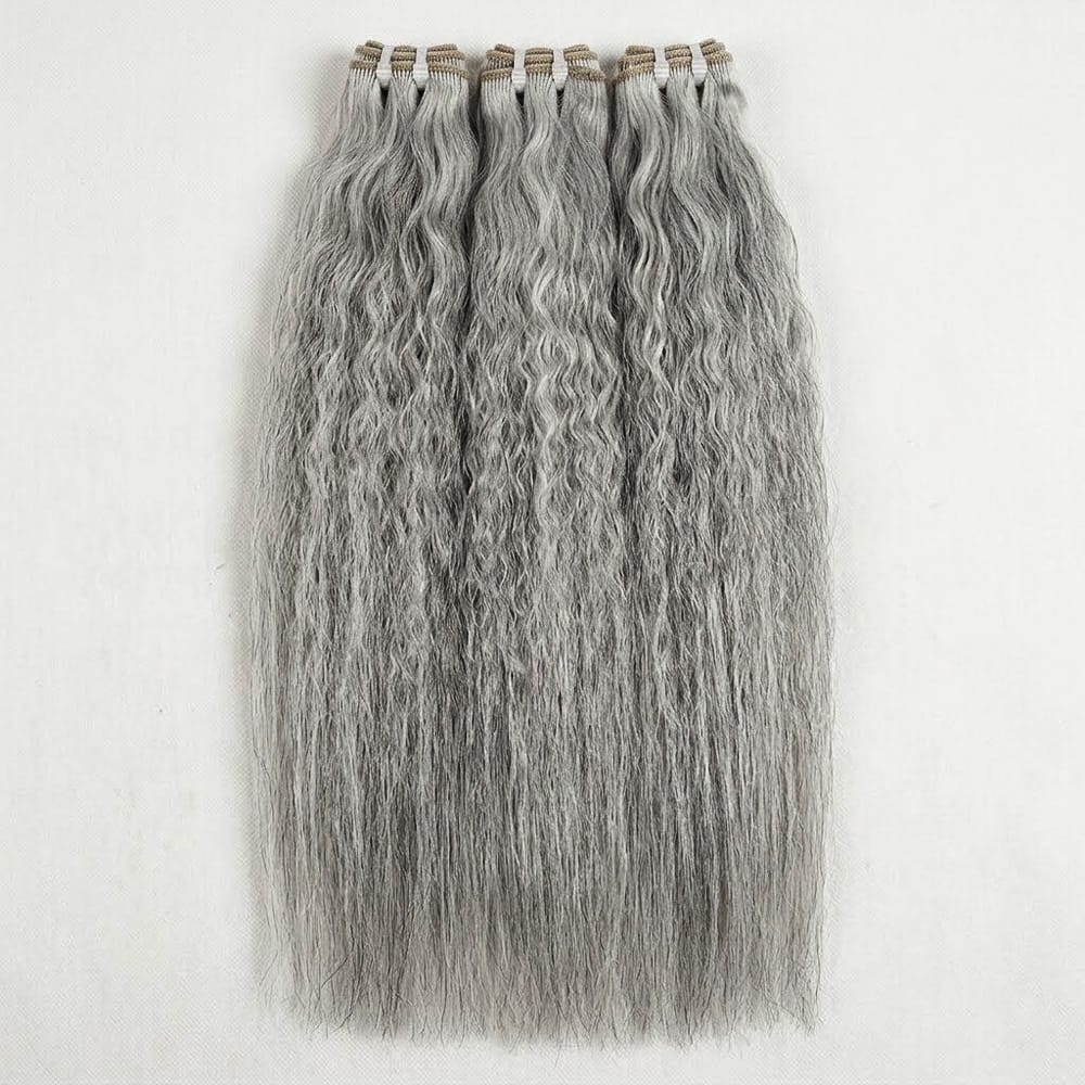 Kinky Stragiht Luxury Natural Hair Weft – 100% Virgin Human Hair / Wig Charcoal Grey LINKTOWIG