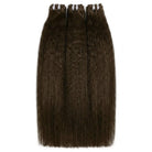 Kinky Stragiht Luxury Natural Hair Weft – 100% Virgin Human Hair / Wig Chocolate Brown LINKTOWIG