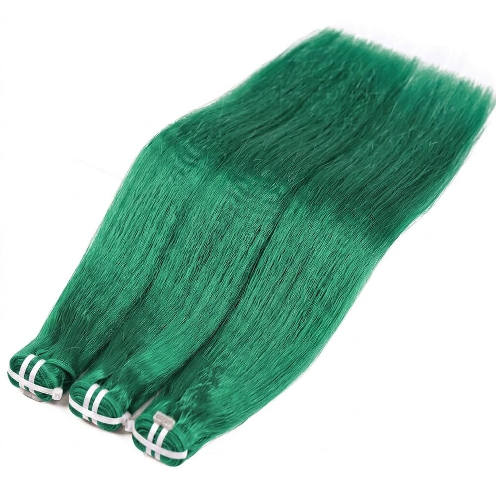 Kinky Stragiht Luxury Natural Hair Weft – 100% Virgin Human Hair / Wig Dark Emerald Green LINKTOWIG
