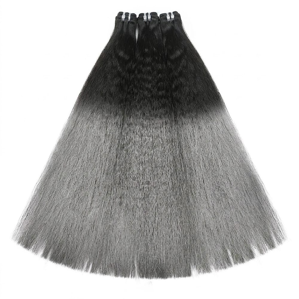 Kinky Stragiht Luxury Natural Hair Weft – 100% Virgin Human Hair / Wig Dark Roots LINKTOWIG