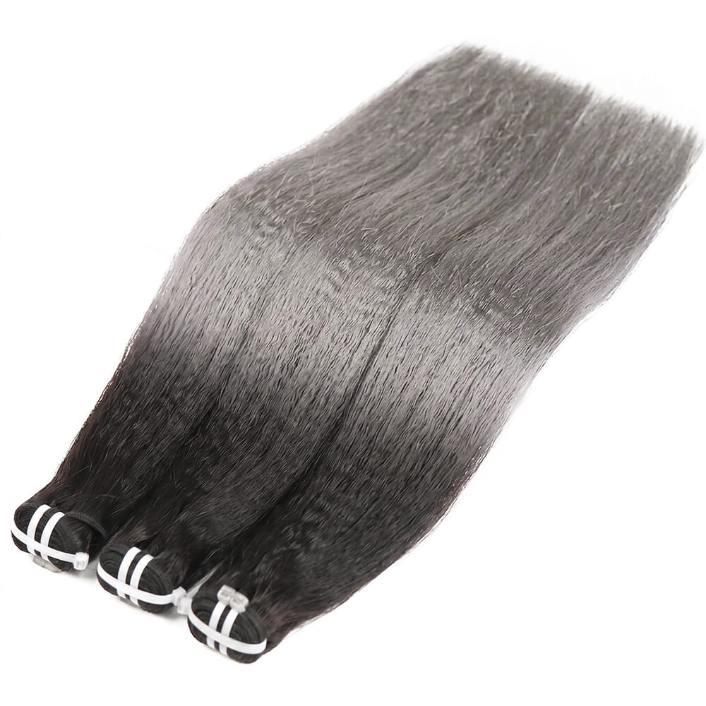 Kinky Stragiht Luxury Natural Hair Weft – 100% Virgin Human Hair / Wig Dark Roots LINKTOWIG