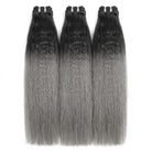 Kinky Stragiht Luxury Natural Hair Weft – 100% Virgin Human Hair / Wig Dark Roots LINKTOWIG