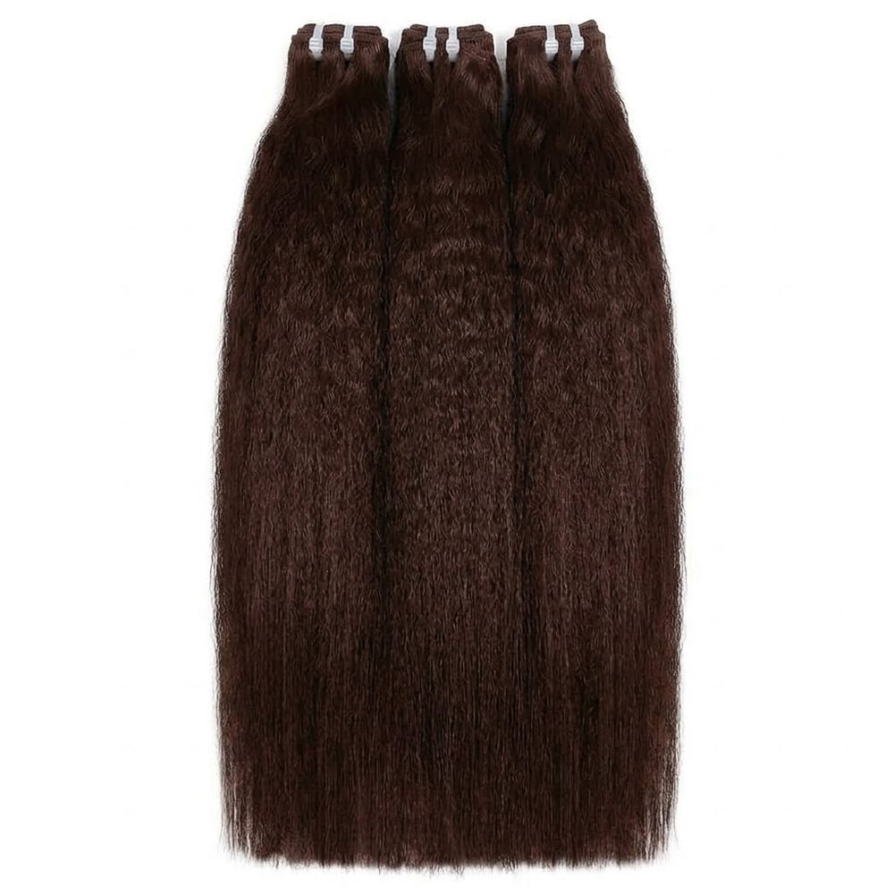 Kinky Stragiht Luxury Natural Hair Weft – 100% Virgin Human Hair / Wig Espresso Brown LINKTOWIG