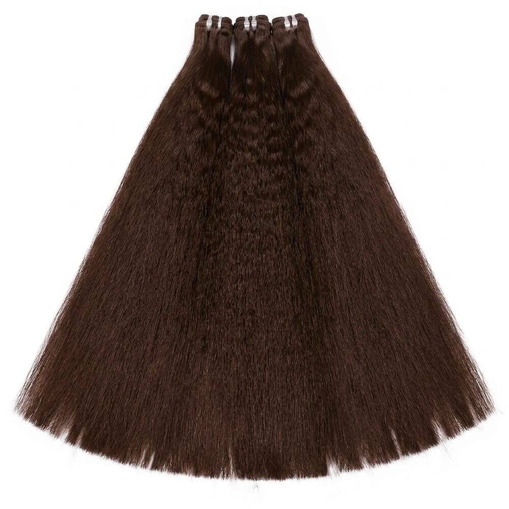 Kinky Stragiht Luxury Natural Hair Weft – 100% Virgin Human Hair / Wig Espresso Brown LINKTOWIG
