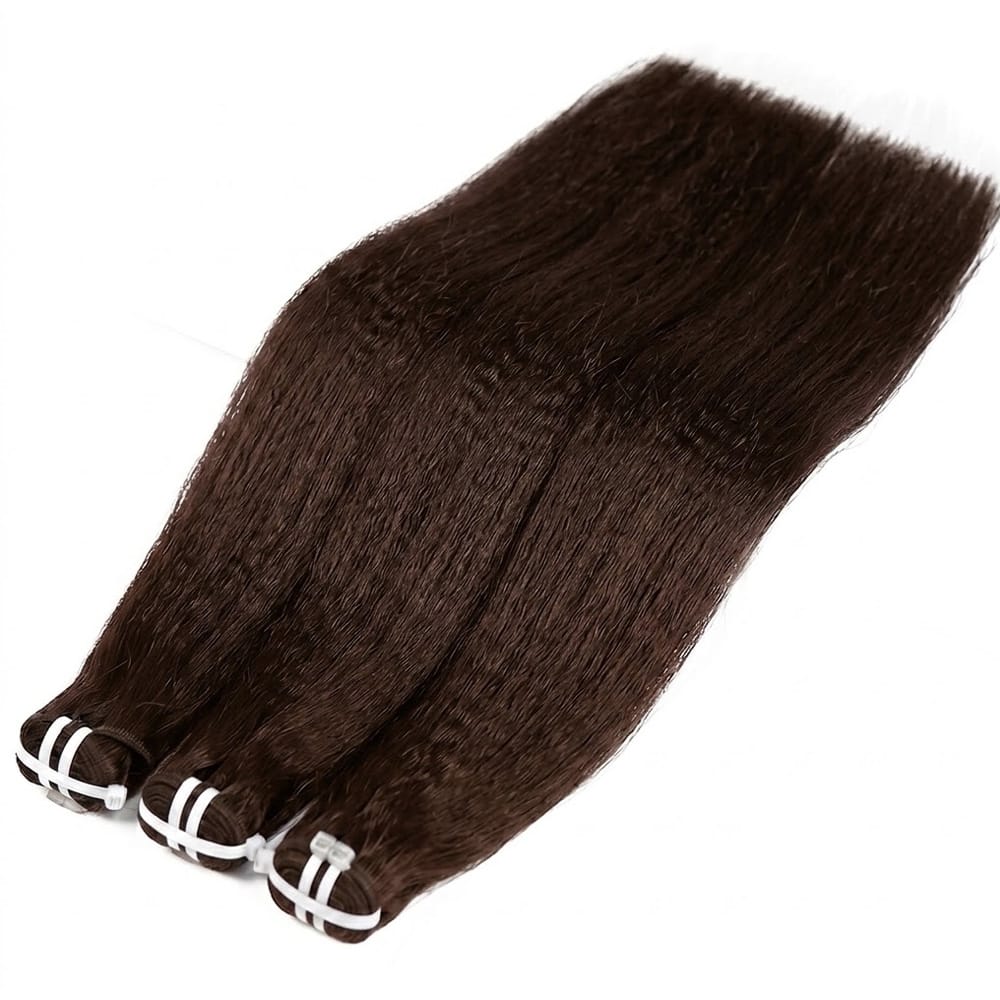 Kinky Stragiht Luxury Natural Hair Weft – 100% Virgin Human Hair / Wig Espresso Brown LINKTOWIG