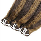 Kinky Stragiht Luxury Natural Hair Weft – 100% Virgin Human Hair / Wig Honey Blonde Highlights LINKTOWIG