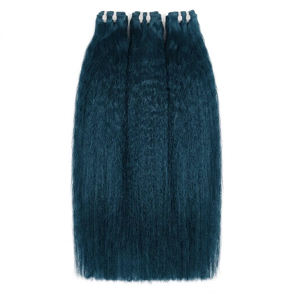Kinky Stragiht Luxury Natural Hair Weft – 100% Virgin Human Hair / Wig Midnight Blue LINKTOWIG