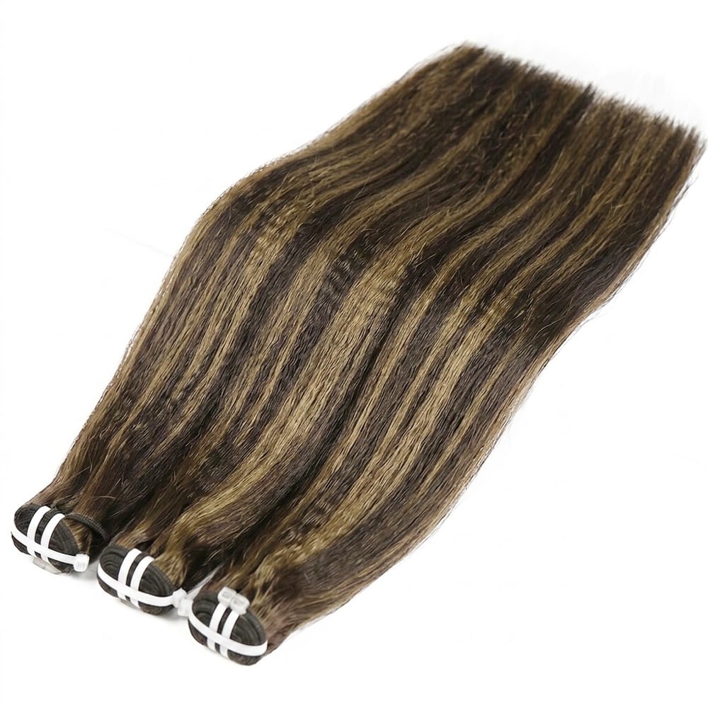 Kinky Stragiht Luxury Natural Hair Weft – 100% Virgin Human Hair / Wig Piano Color LINKTOWIG