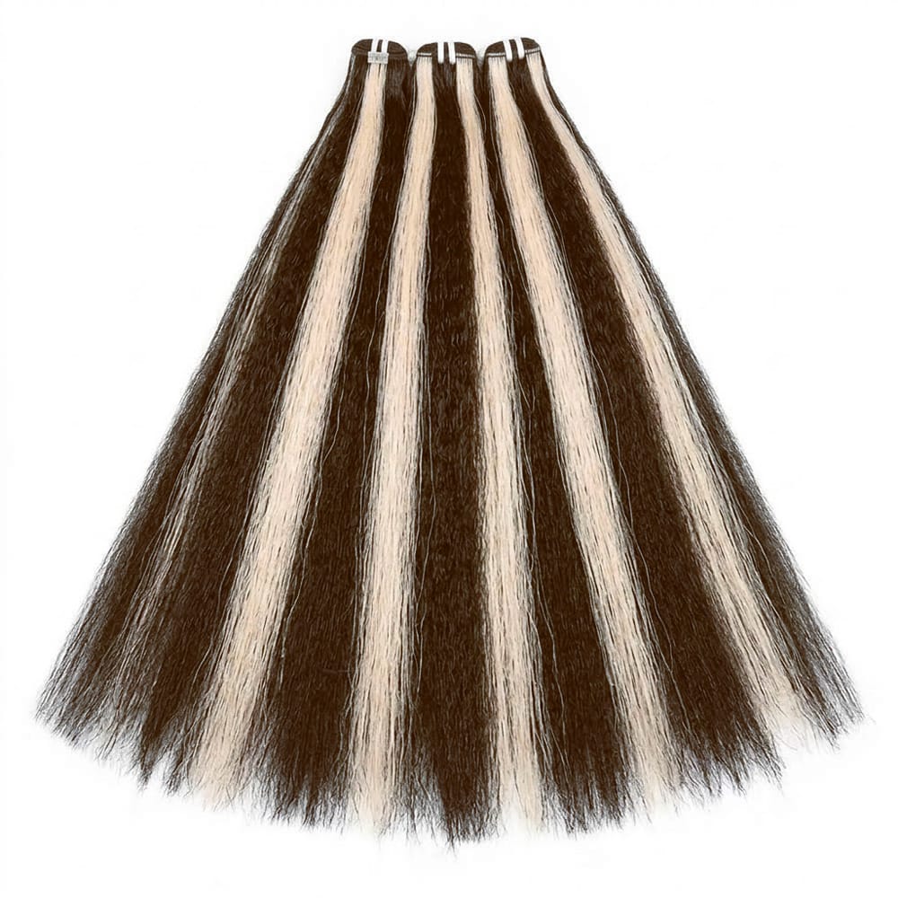 Kinky Stragiht Luxury Natural Hair Weft – 100% Virgin Human Hair / Wig Piano Highlight Silver Grey LINKTOWIG