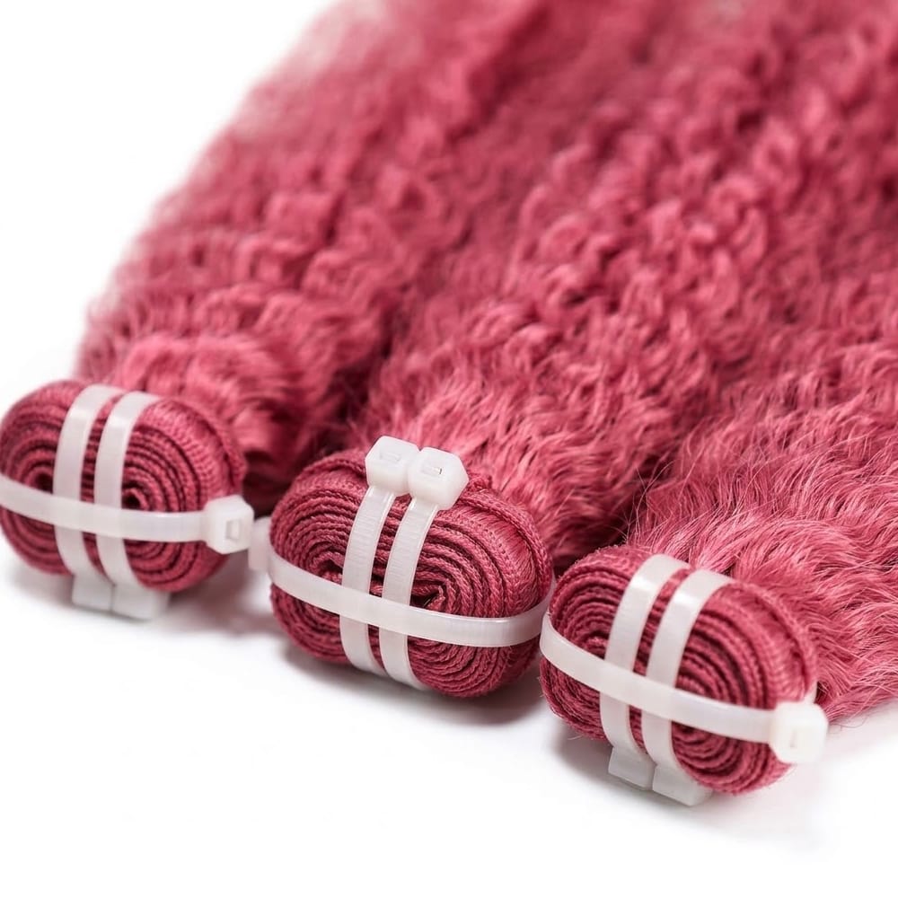 Kinky Stragiht Luxury Natural Hair Weft – 100% Virgin Human Hair / Wig pink LINKTOWIG