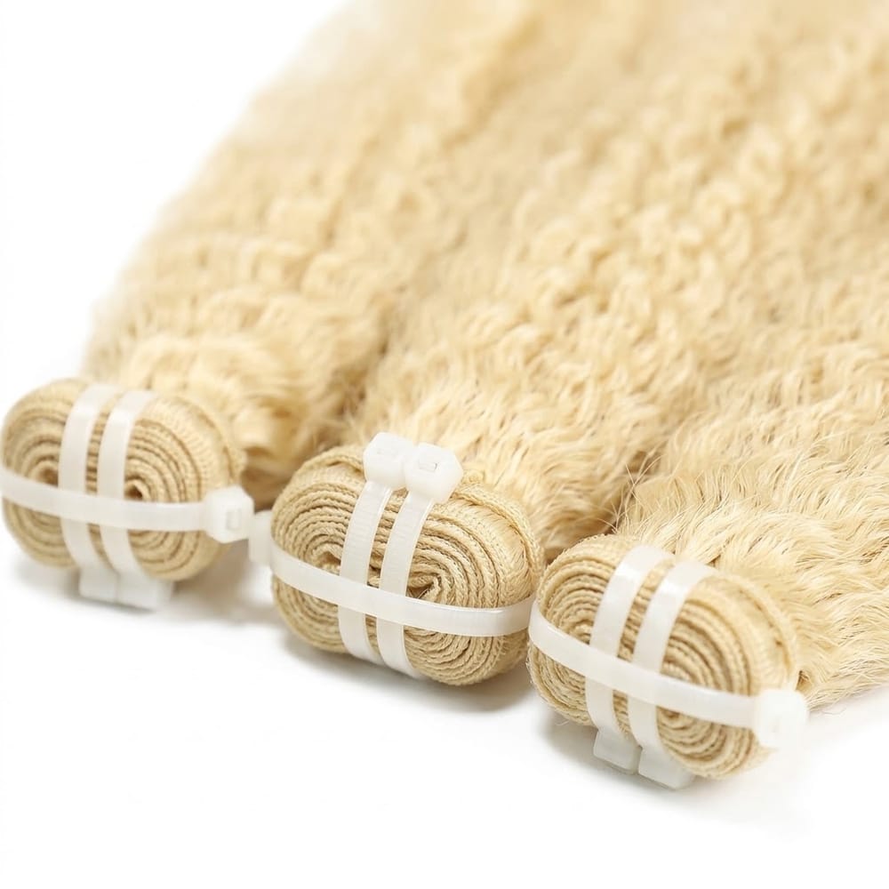 Kinky Stragiht Luxury Natural Hair Weft – 100% Virgin Human Hair / Wig Platinum Blonde LINKTOWIG